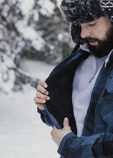 Warme, mit Sherpa-Fleece gefütterte Flanellhemdjacke für Herren mit durchgehendem Reißverschluss und Karomuster