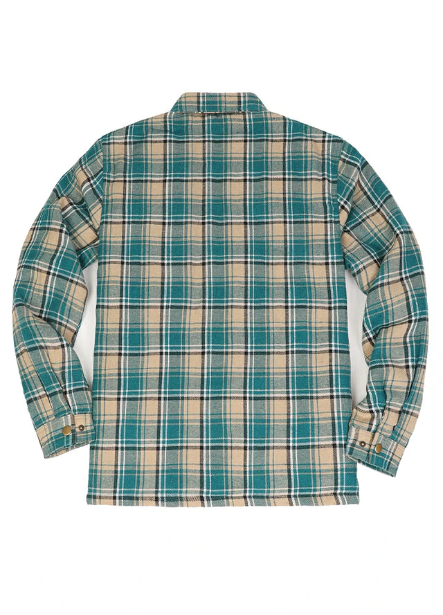 Men's Warm Sherpa Fleece Lined Full Zip Up Plaid Flannel Shirt Jacket