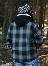 Men's Hooded Flannel Shirt Jacket,Snap Front,Sherpa-Lined Plaid