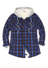 Women's Sherpa-Lined Snap Button Flannel Jacket with Fleece Hood