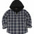 Front view of kids maritime chic sherpa lined flannel jacket with zipper