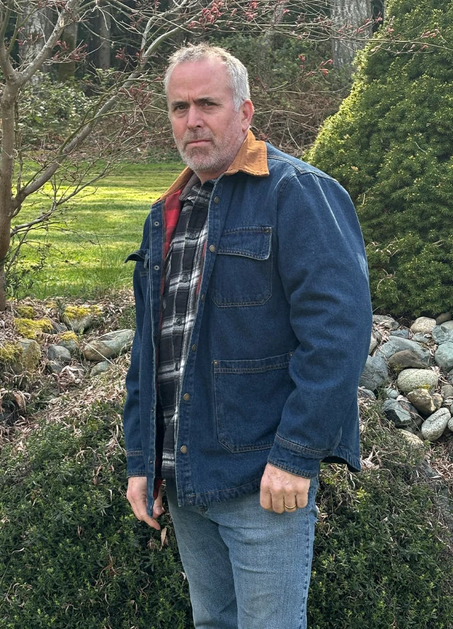 Men's Flannel Lined Utility Denim Shacket,Workwear-inspired, 11.2 oz
