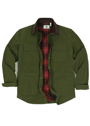 Men's Workwear Inspired Flannel Lined Utility Shacket, 8.3 oz