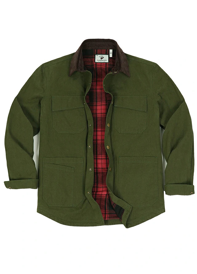 Men's Workwear Inspired Flannel Lined Utility Shacket, 8.3 oz
