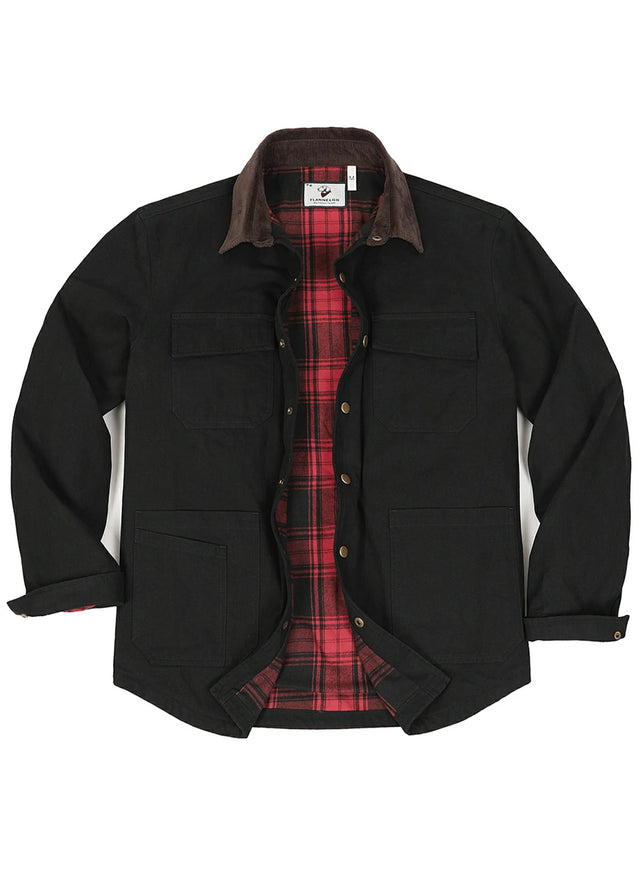 Men's Workwear Inspired Flannel Lined Utility Shacket, 8.3 oz