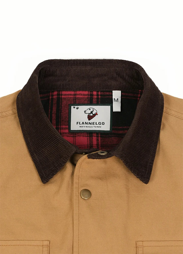 Men's Workwear Inspired Flannel Lined Utility Shacket, 8.3 oz