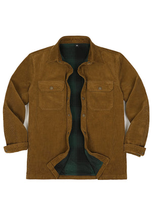 Men's Corduroy Flannel Lined Shirt Jacket,Utility Shacket