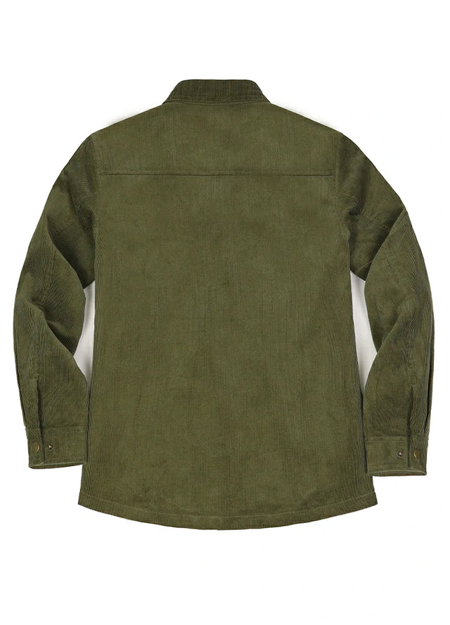 Women's Boyfriend Fit Flannel-Lined Long-Sleeve Corduroy Shirt Jacket