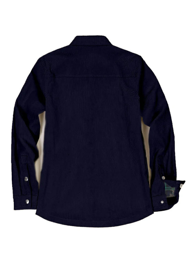 Women's Boyfriend Fit Flannel-Lined Long-Sleeve Corduroy Shirt Jacket
