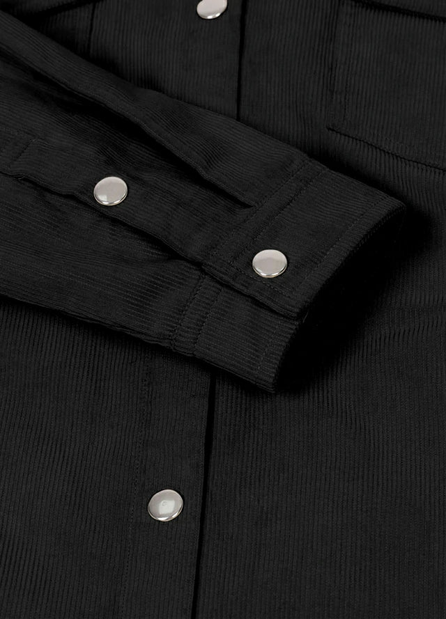 Women's Boyfriend Fit Flannel-Lined Long-Sleeve Corduroy Shirt Jacket