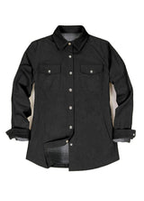 Women's Boyfriend Fit Flannel-Lined Long-Sleeve Corduroy Shirt Jacket