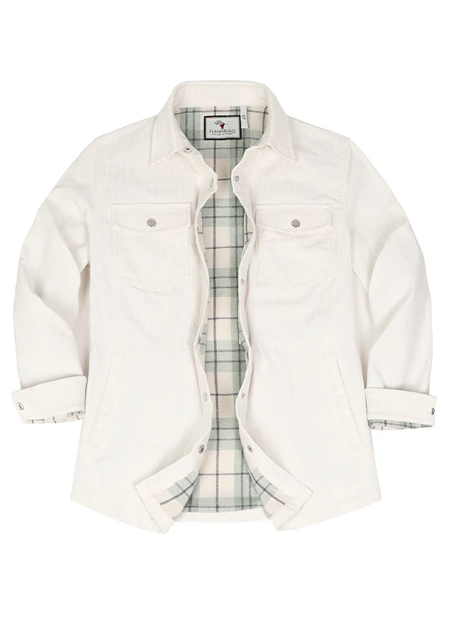 Women's Boyfriend Fit Flannel-Lined Long-Sleeve Corduroy Shirt Jacket