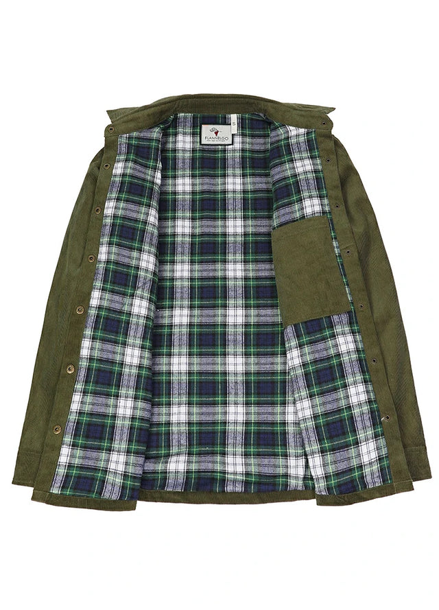 Women's Boyfriend Fit Flannel-Lined Long-Sleeve Corduroy Shirt Jacket