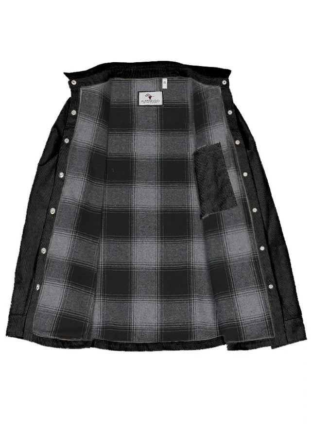 Women's Boyfriend Fit Flannel-Lined Long-Sleeve Corduroy Shirt Jacket
