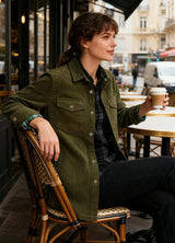 Women's Oversized Fit Flannel-Lined Long-Sleeve Corduroy Shirt Jacket