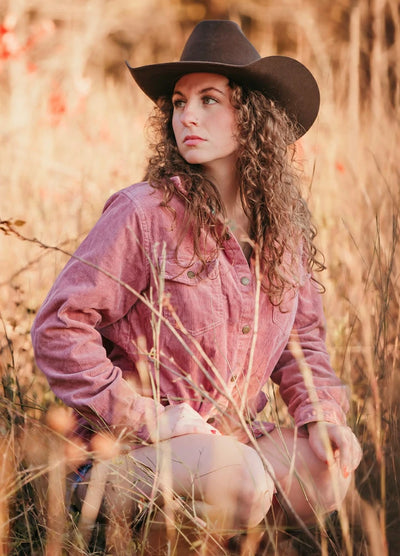 Women's Oversized Fit Flannel-Lined Long-Sleeve Corduroy Shirt Jacket