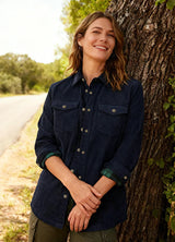 Women's Oversized Fit Flannel-Lined Long-Sleeve Corduroy Shirt Jacket