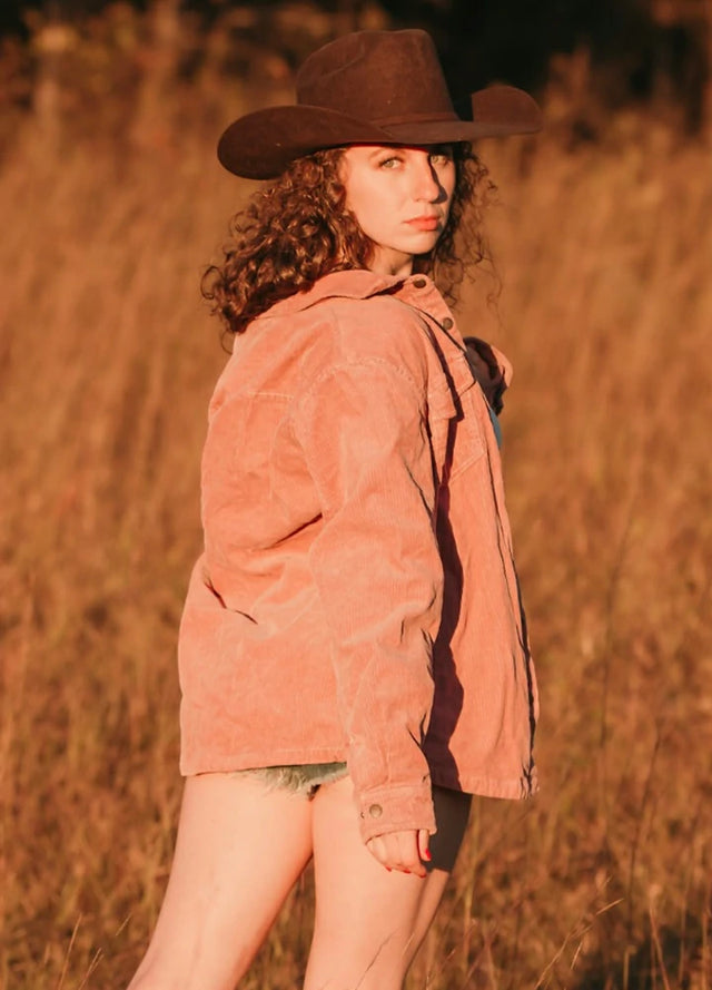 Langarm-Hemdjacke aus Cord im Boyfriend-Fit mit Flanellfutter für Damen 