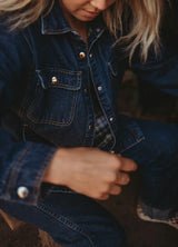 Women's Flannel-Lined Denim Shirt Jacket,Snap Jean Shacket