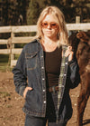 Women's Flannel-Lined Denim Shirt Jacket,Snap Jean Shacket