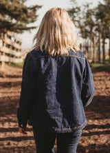 Women's Flannel-Lined Denim Shirt Jacket,Snap Jean Shacket
