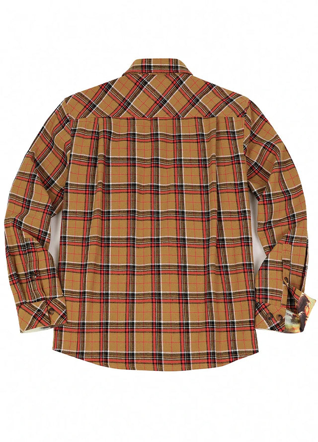 Men's Wildlife Adventure Flannel Plaid Shirt