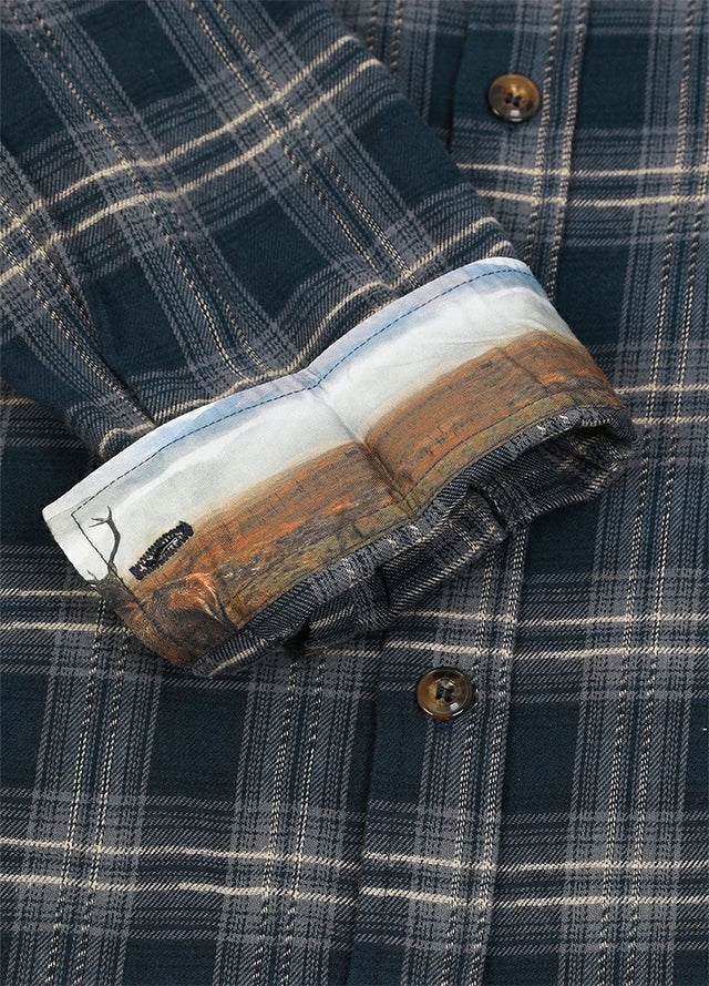 Men's Wildlife Adventure Flannel Plaid Shirt