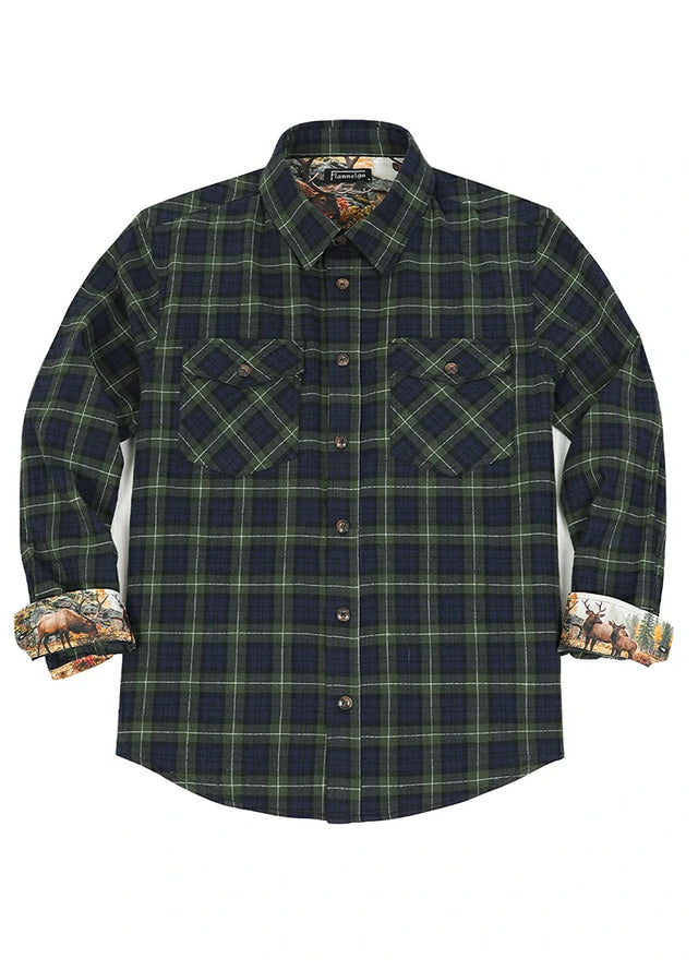 Men's Wildlife Adventure Flannel Plaid Shirt
