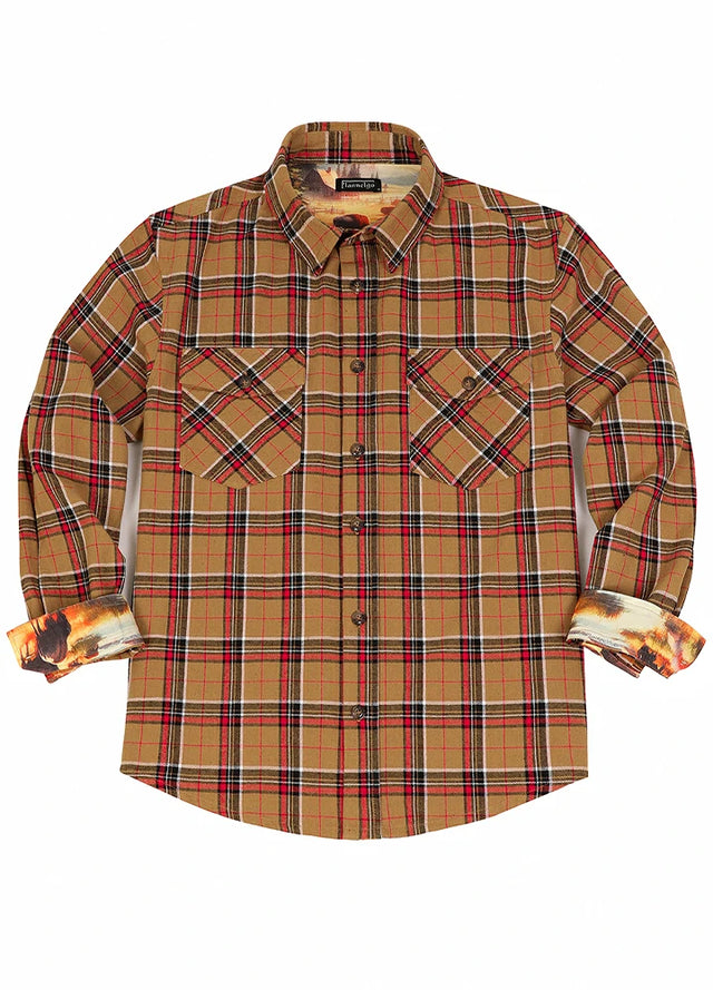 Men's Wildlife Adventure Flannel Plaid Shirt