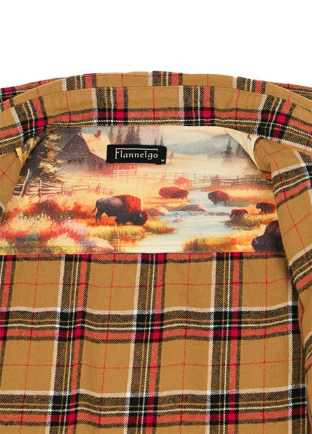 Men's Wildlife Adventure Flannel Plaid Shirt