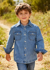 FlannelGo Kids Flannel Lined Jean Shacket,Denim Shirt Jac,Unisex