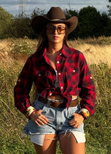 Women's Wildlife Adventure Flannel Plaid Shirt