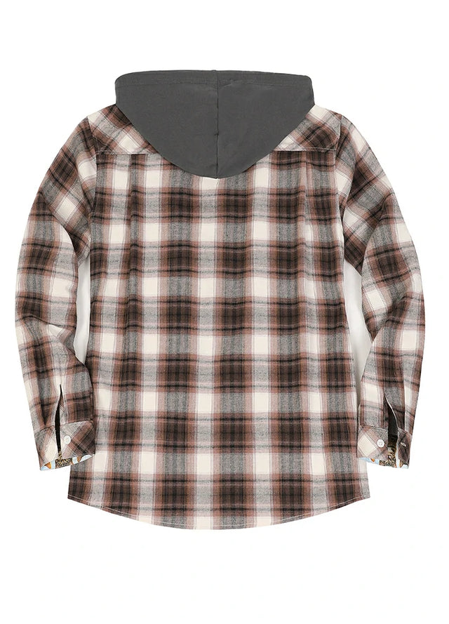 Women's Wildlife Adventure Flannel Plaid Hooded Shirt