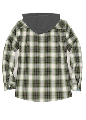 Women's Wildlife Adventure Flannel Plaid Hooded Shirt