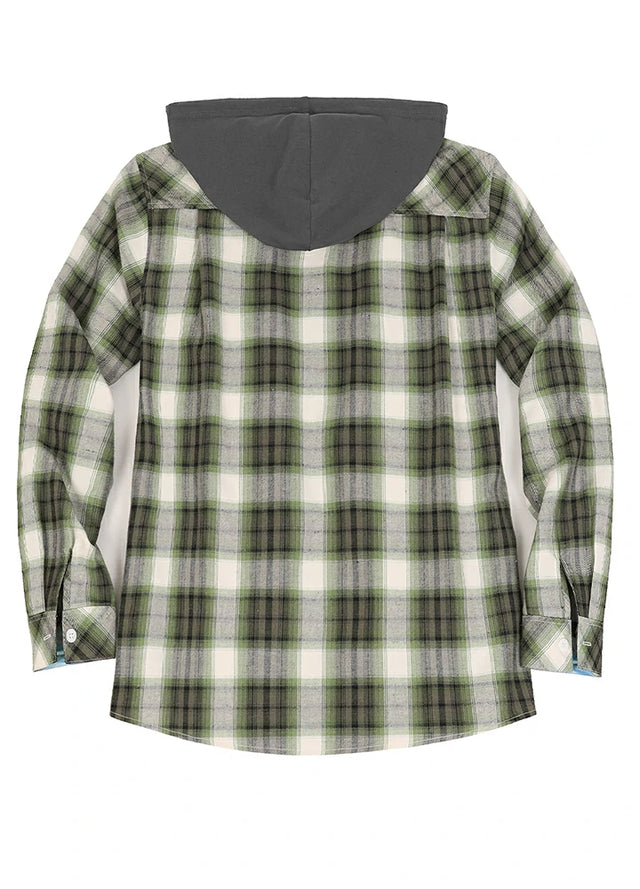 Women's Wildlife Adventure Flannel Plaid Hooded Shirt
