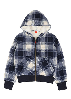 Front view of kids ligth blue full zip hooded sweatshirt jacket