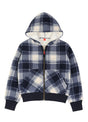 Front view of kids ligth blue full zip hooded sweatshirt jacket