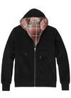 Women's Zip-Up Reversible Plaid Hooded Sweatshirt