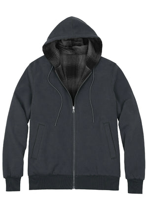 Women's Zip-Up Reversible Plaid Hooded Sweatshirt