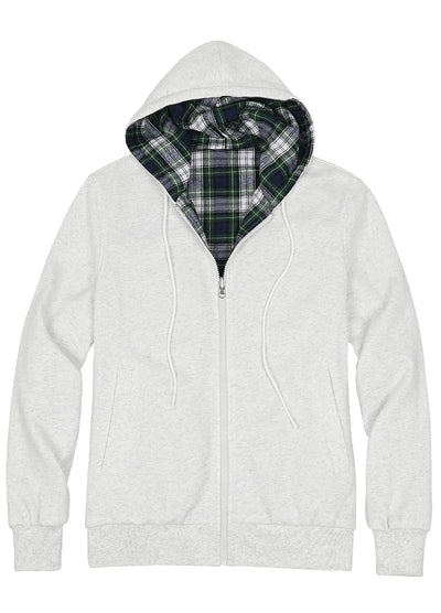 Women's Zip-Up Reversible Plaid Hooded Sweatshirt