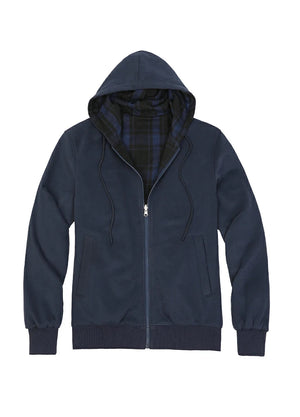 Women's Zip-Up Reversible Plaid Hooded Sweatshirt