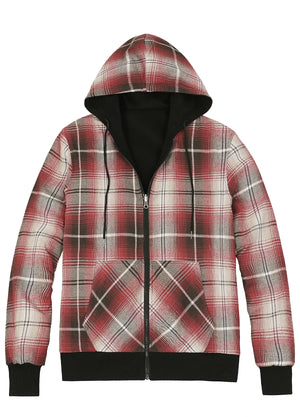 Women's Zip-Up Reversible Plaid Hooded Sweatshirt