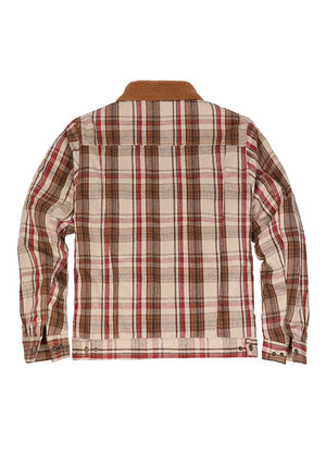 Back view of the khaki brown men's cozy fleece lined shacket
