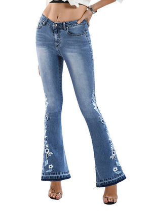 Women's Stretch Embroidered Bell Jeans