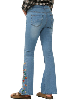 Women's Floral Embroidered Flare Jeans