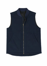 Detail of the interior lining on men's arctic quilted lined canvas work vest