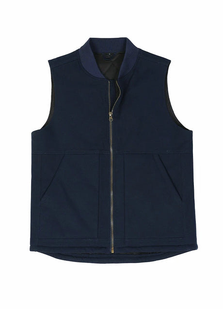 Detail of the interior lining on men's arctic quilted lined canvas work vest