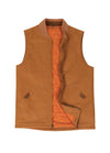 Front view of the yellow brown men's adventure quilted lined outdoor vest