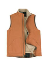 Front view of the brown men's durable sherpa lined vest
