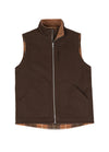 Front view of the coffee men's zip closure sherpa lined vest